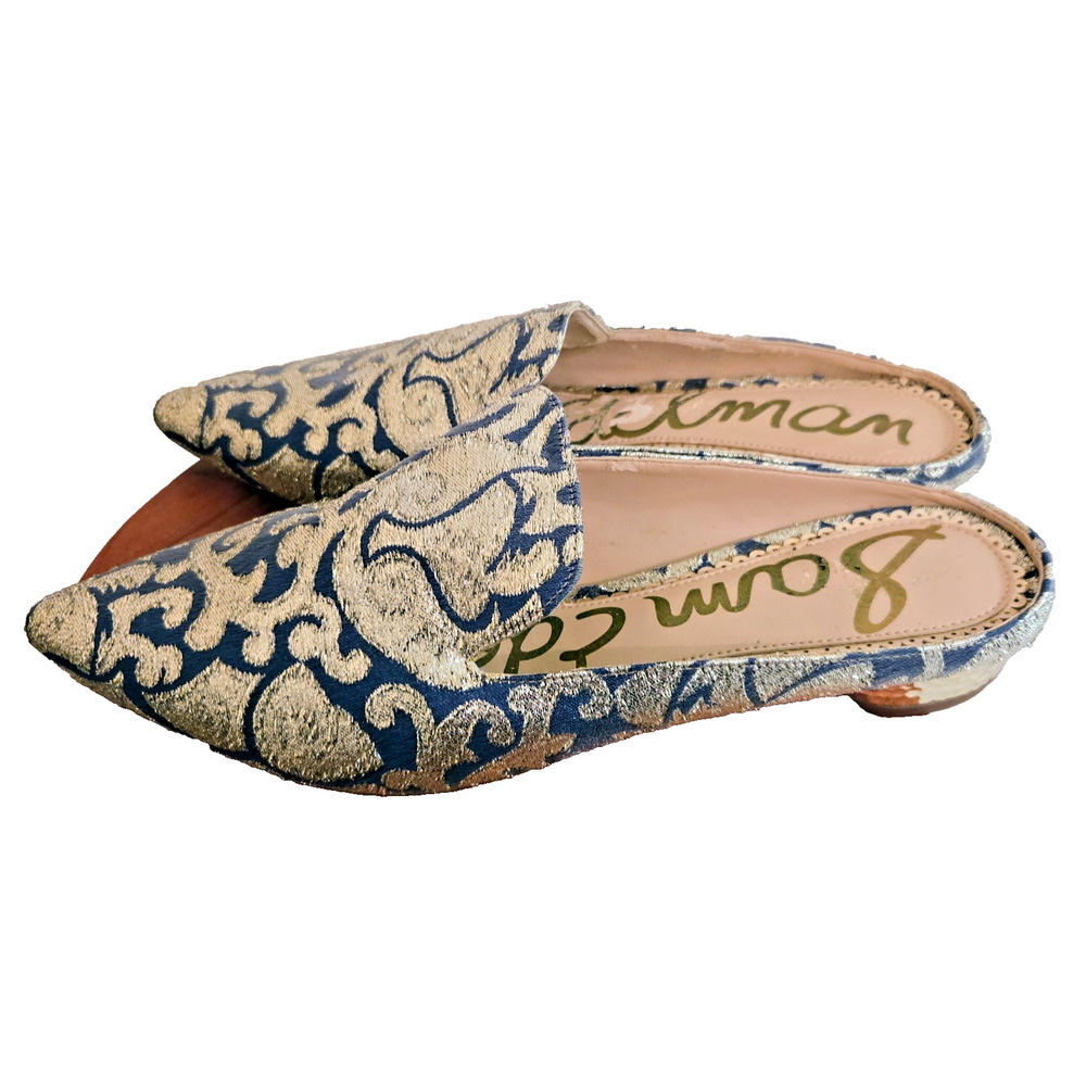 Sam Edelman gold and blue glitter slides shoes slip on 7.5 - Picture 3 of 9